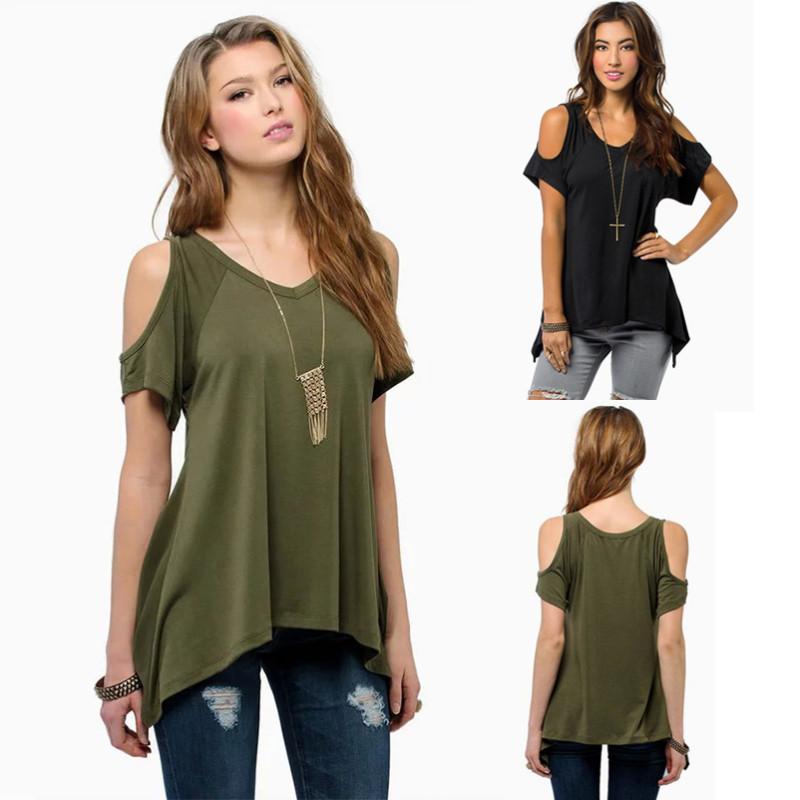 Chic Polyester Blend Round Neck Off-shoulder Batwing Sleeve T-shirt For Nightclub