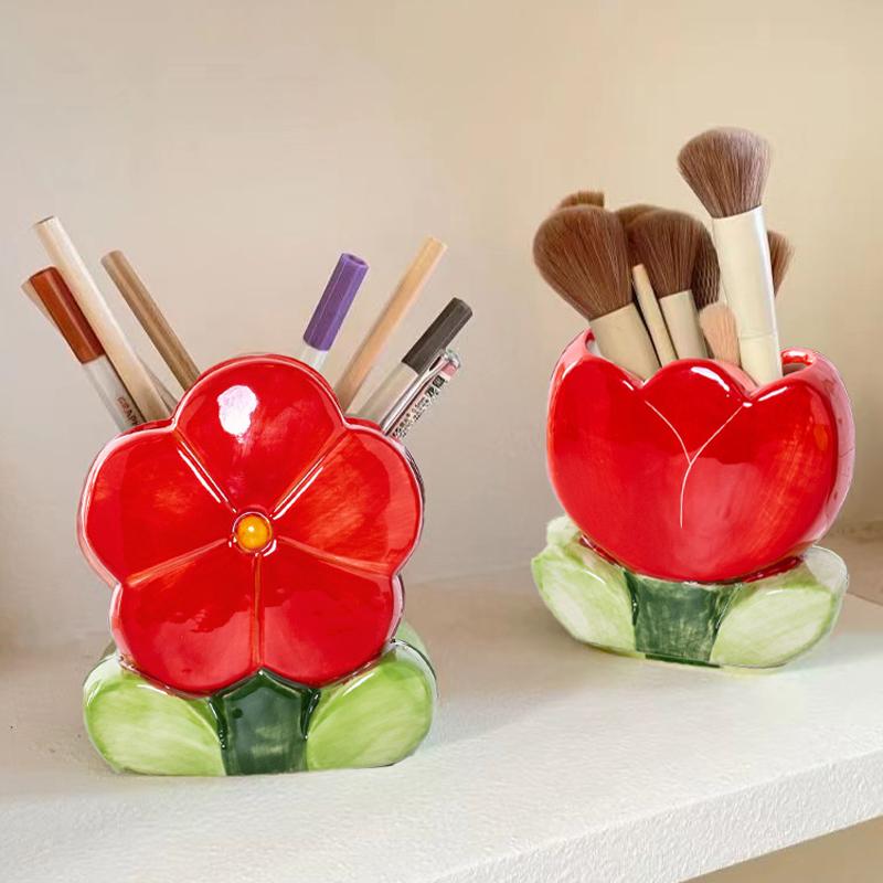 Tulpe Blume Make-up Pinsel Aufbewahrungseimer Büro Pinselhalter Schlafzimmer Schreibtisch Aufbewahrung Dekorative Ablage Ornament