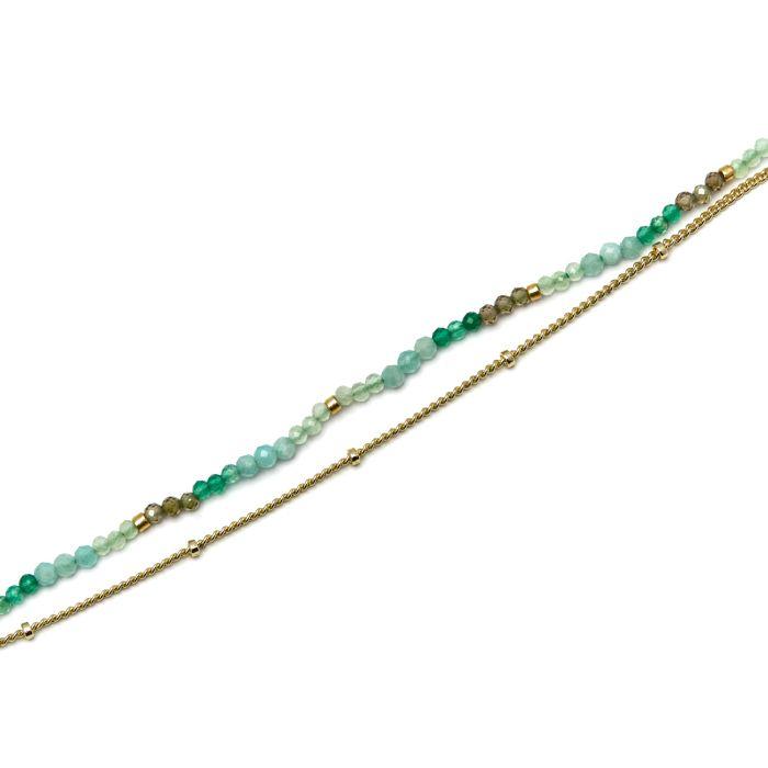 Bracelet - Luxenter - Aiel - Cristal Vert - Or Jaune 18 Carats - 15 Cm + 3 Cm D'extension