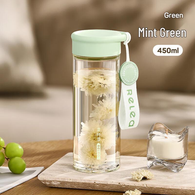 RELEA Double Wall Glass Tea Infuser Bottle