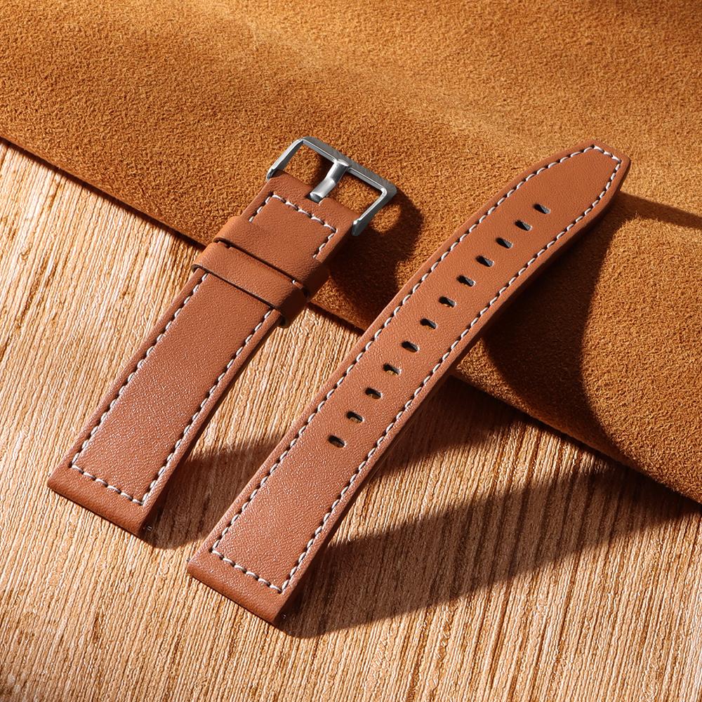 22mm 20mm Leather Strap for Samsung Galaxy Watch 6 5 4 40mm 44mm Gear Band Vintage Bracelet for Xiaomi Redmi Watch 3 Active/Lite