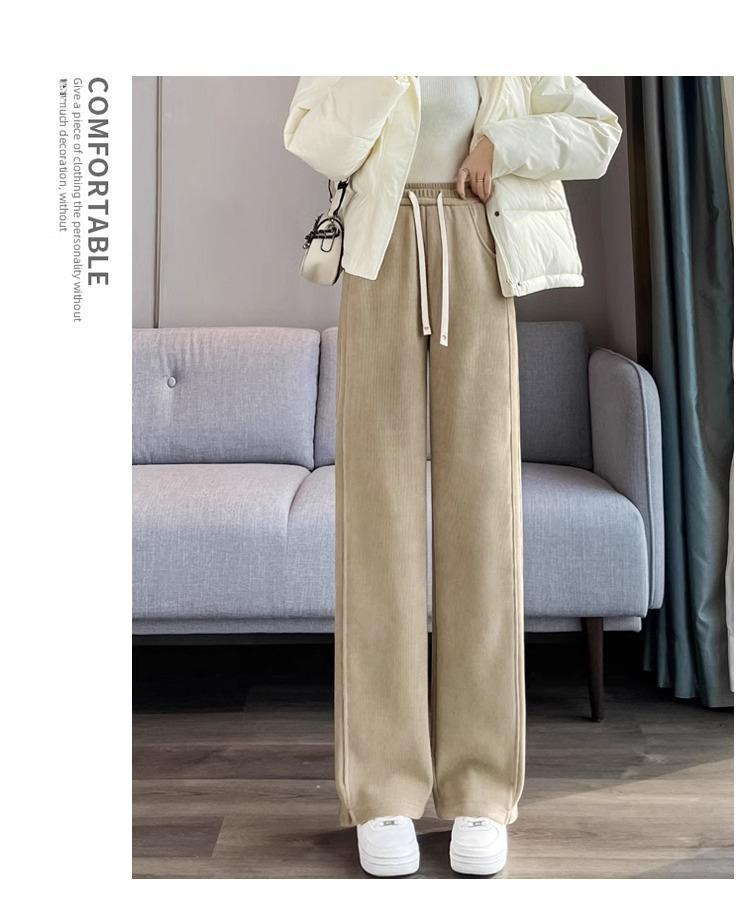 Schlanke Chenille Hose mit hohem Bund im Bananenschnitt - Damen Straight Leg für alle Jahreszeiten