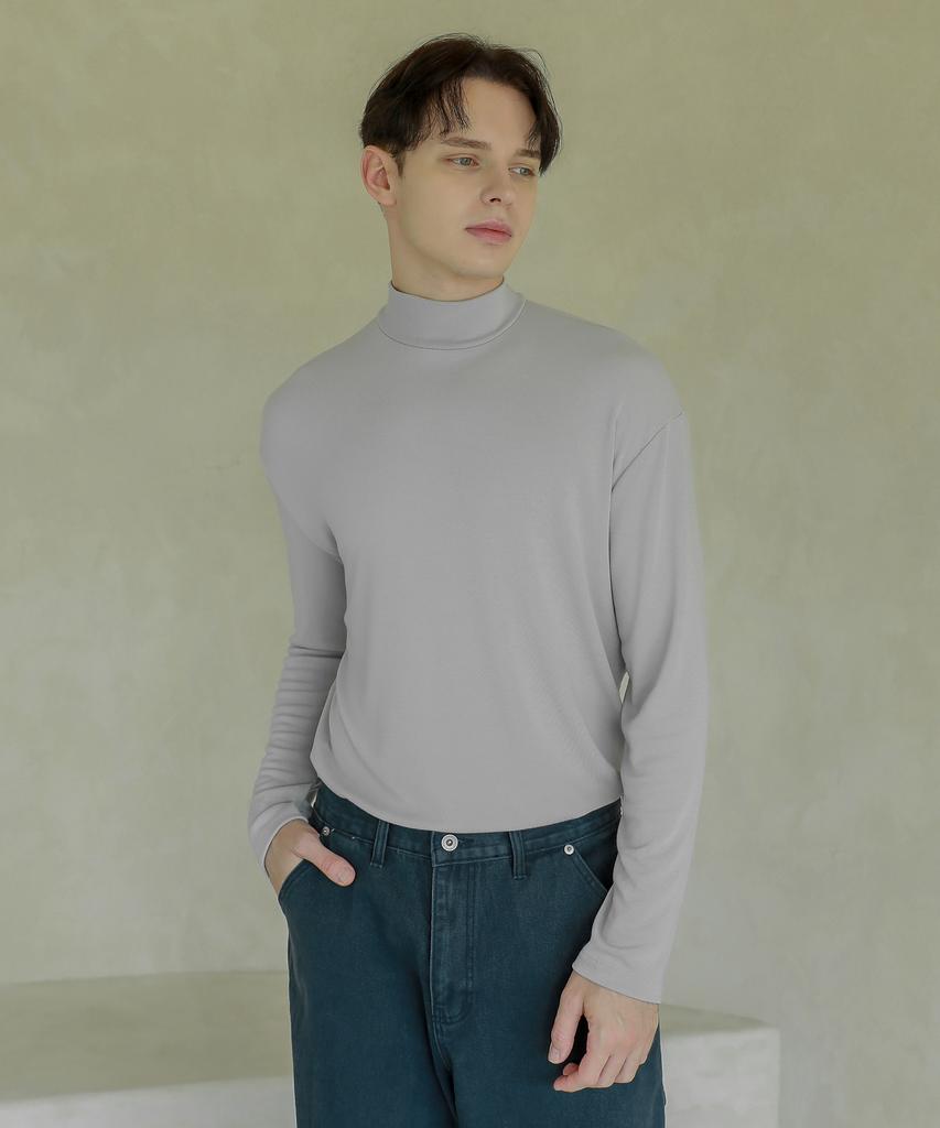 ESN Half Turtleneck Knit T-Shirt Light Gray