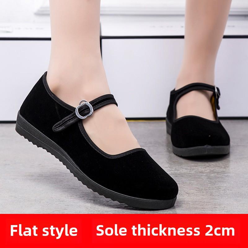 

Женские черные туфли на плоской подошве с мягкой подошвой для людей среднего и пожилого возраста - нескользящая обувь для танцев и работы 41