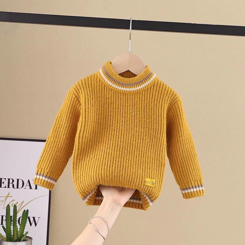 Children's Fall and Winter Knitted Pullover Sweater Slim Long Sleeve Round Neck Tops