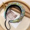 Women Full Rhinestone Headband Bling Sparkle Crystal Fashion Purple Green Hair Hoop Thick Padded Hairband For Parties