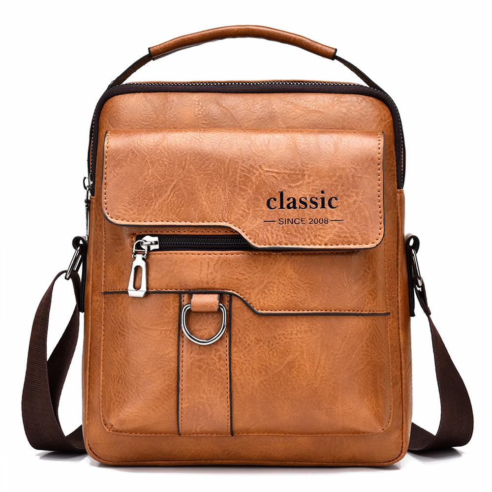 Men's Messenger Bag Leather Crossbody Shoulder Bag Classic Waterproof Briefcase Satchel Travel Bag