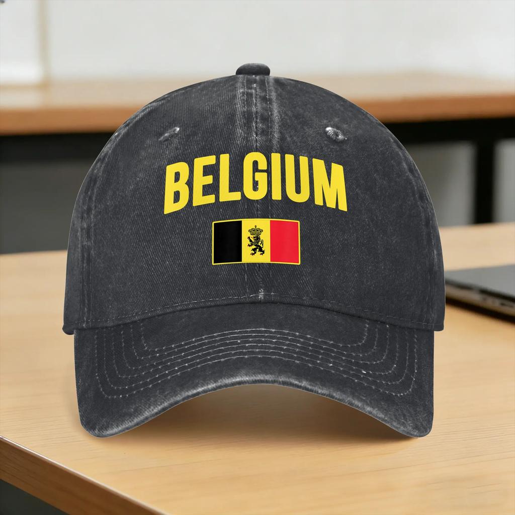 Belgium Fashion Baseball Cap Sun  Outdoor Sport Hot Sale Washed Hip Hop Hats UnisexTeens Trendy Print Snapback Cap