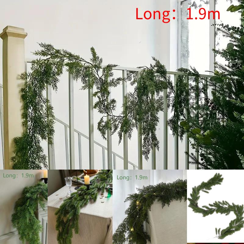 Ghirlanda di Pino di Norfolk Tocco Reale 1,9 m Ghirlanda Verde Artificiale di Aghi di Pino Finti per Decorazioni Natalizie