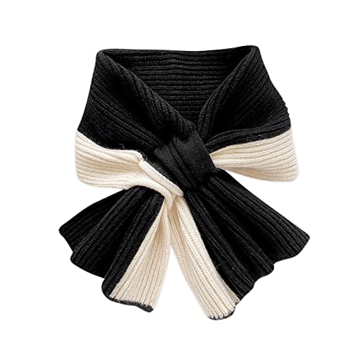 LumiSyne Women s Knit Scarf, Fall/Winter, 2 Colors, Ribbed Knit, Solid Color, Cross Neckerchief, Collar, Soft, Cute Neck Warmer