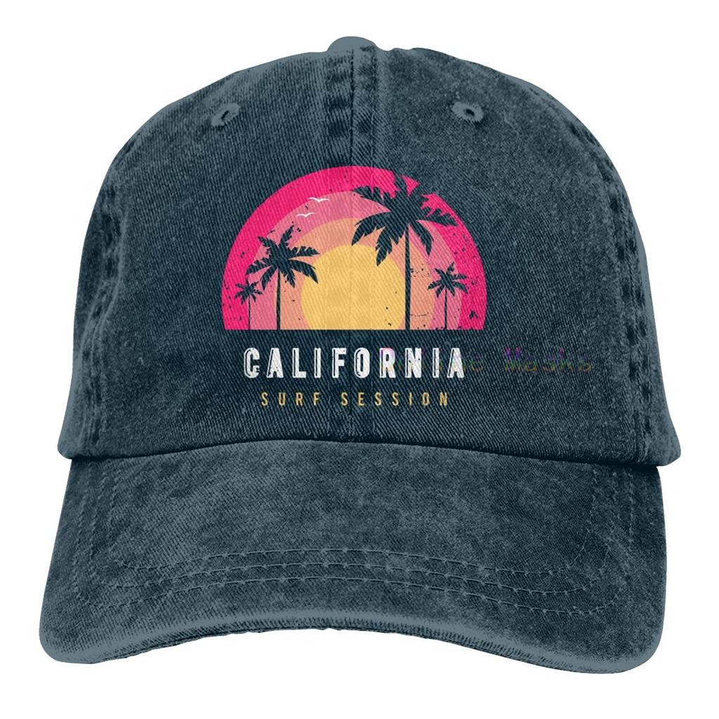 Berretto da baseball California Surf Session per donna unisex regolabile classico vintage in cotone lavato denim cappellino da camionista attività all'aperto