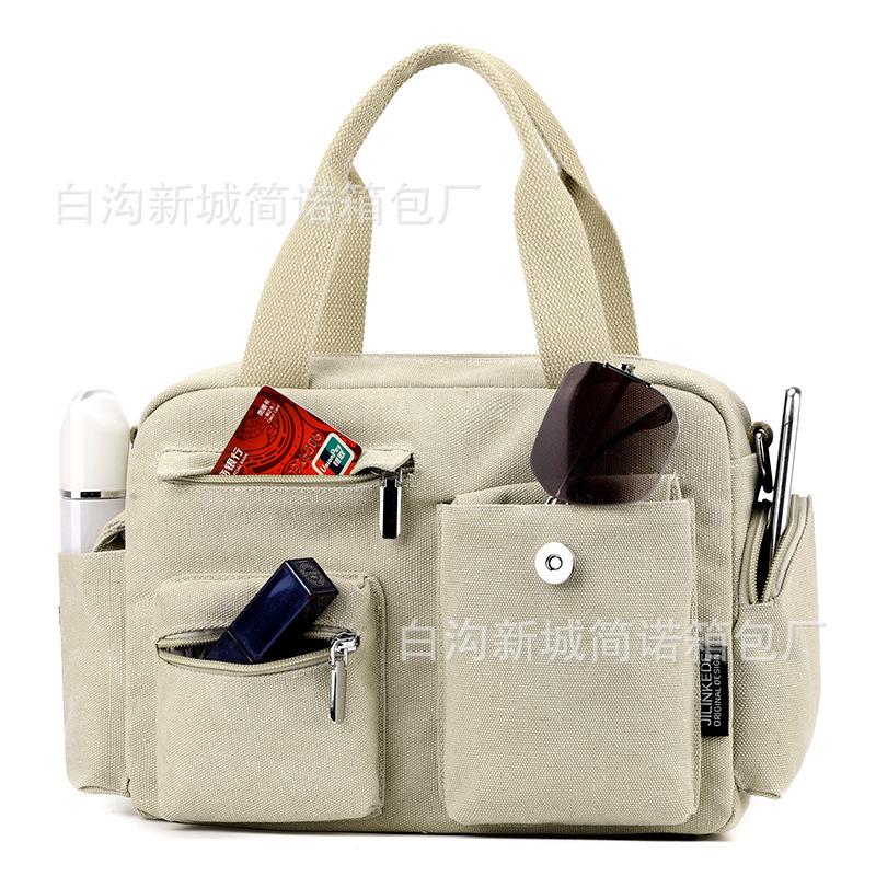 New Canvas Bag Portable Shoulder Bag Messenger Bag Multi-pocket Business Women's Bag Fashion Casual Canvas Women's Bag