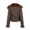 Womens Short Puffer Jacket Winter Retro Workwear Style Oversized Warm Coat Streetwear