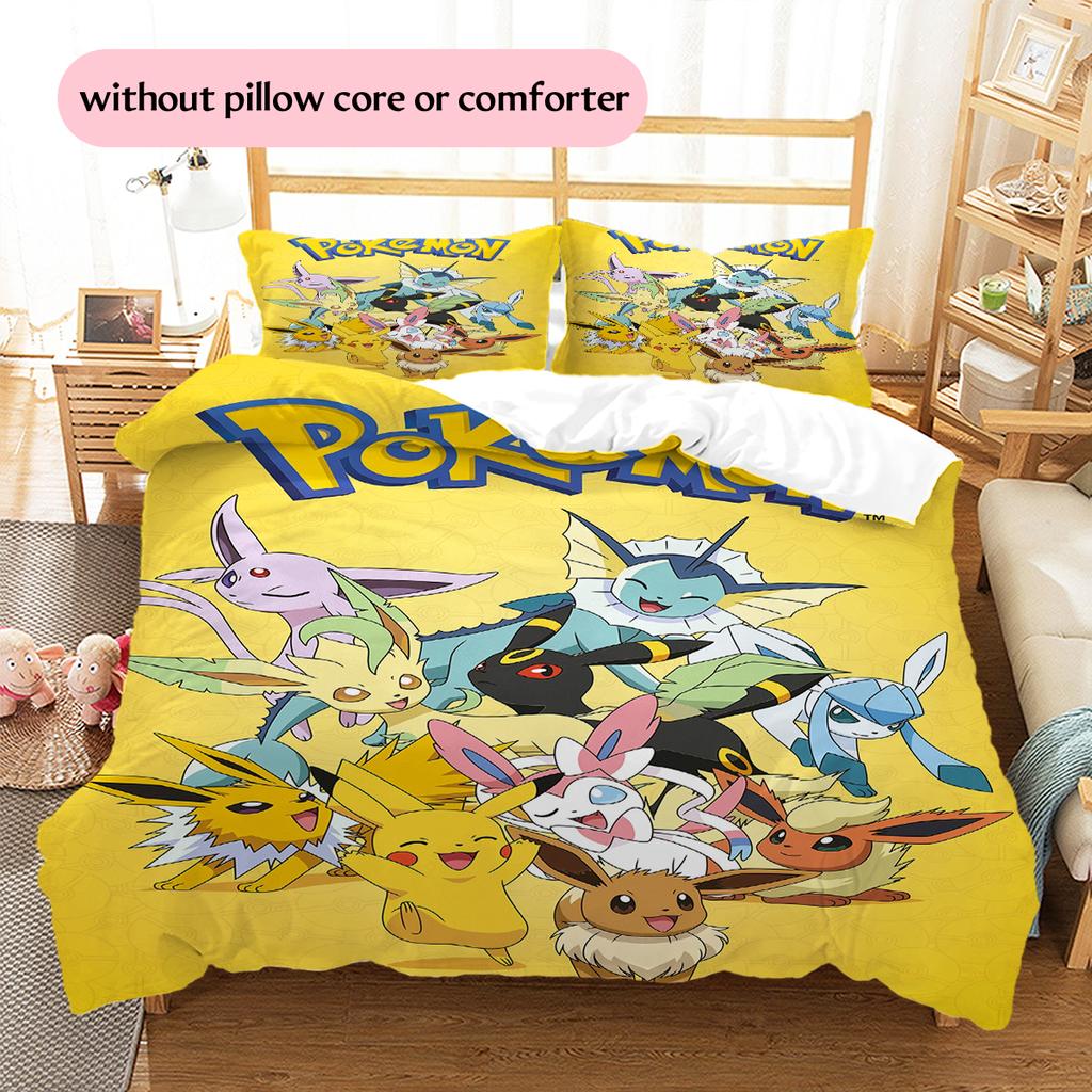 Povlečení s motivem Pokémonů Domácí dekorace Narozeninový dárek (1 * povlak na peřinu + 2 * povlak na polštář, bez jádra)