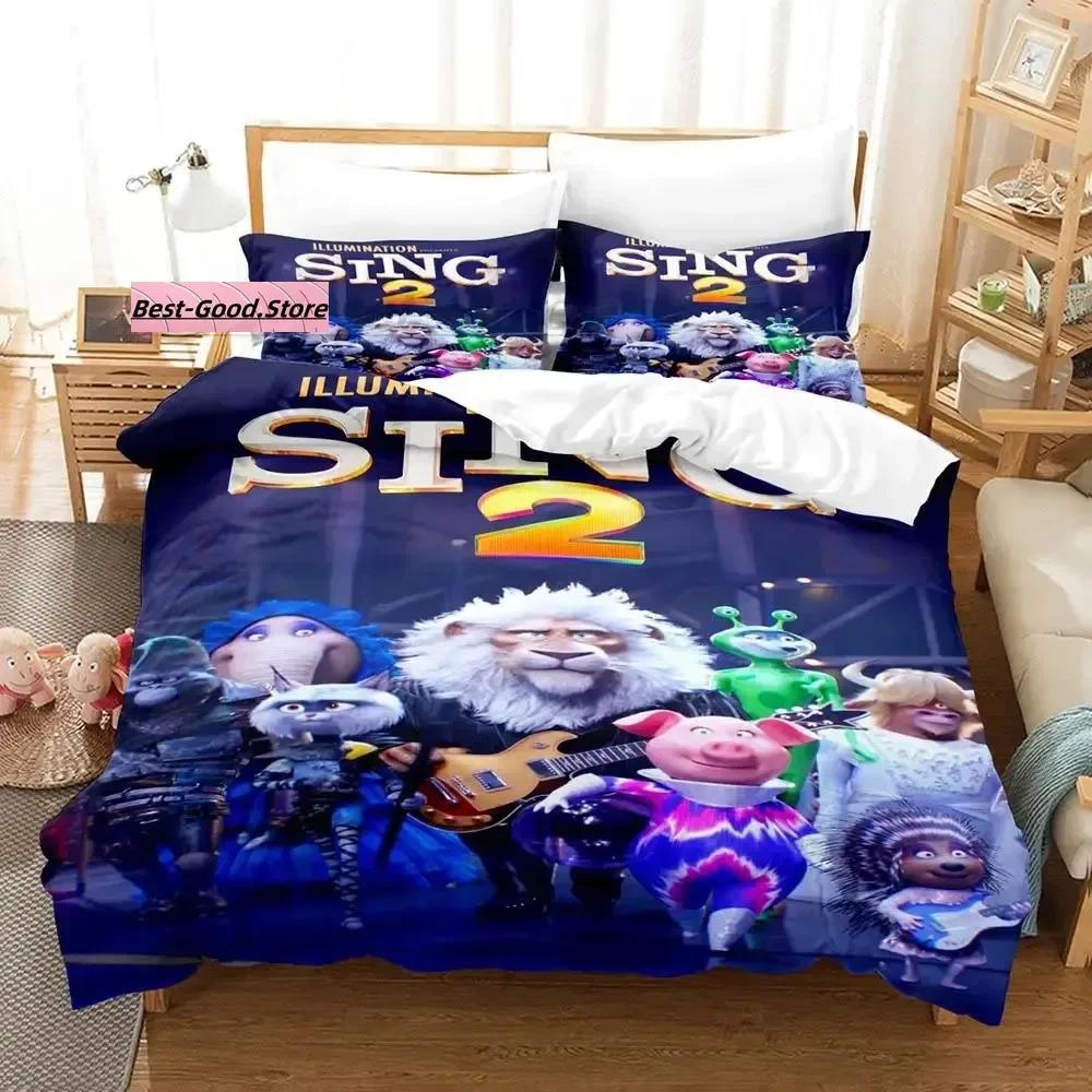 Nuovo Set Biancheria da Letto Sing 2 Singolo Gemello Matrimoniale Queen King Size Set Letto Adulto Bambino Camera da Letto Copripiumino Set Stampa 3D Kawaii Aniem