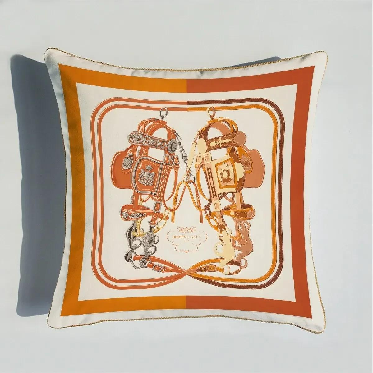 

40/45/50/60cm Throw Pillow Polyester Cushion Cover Print Palace Rose Horse Pattern Sofa Couch Pillows for Home Decor Pillowcase 22x22Inch