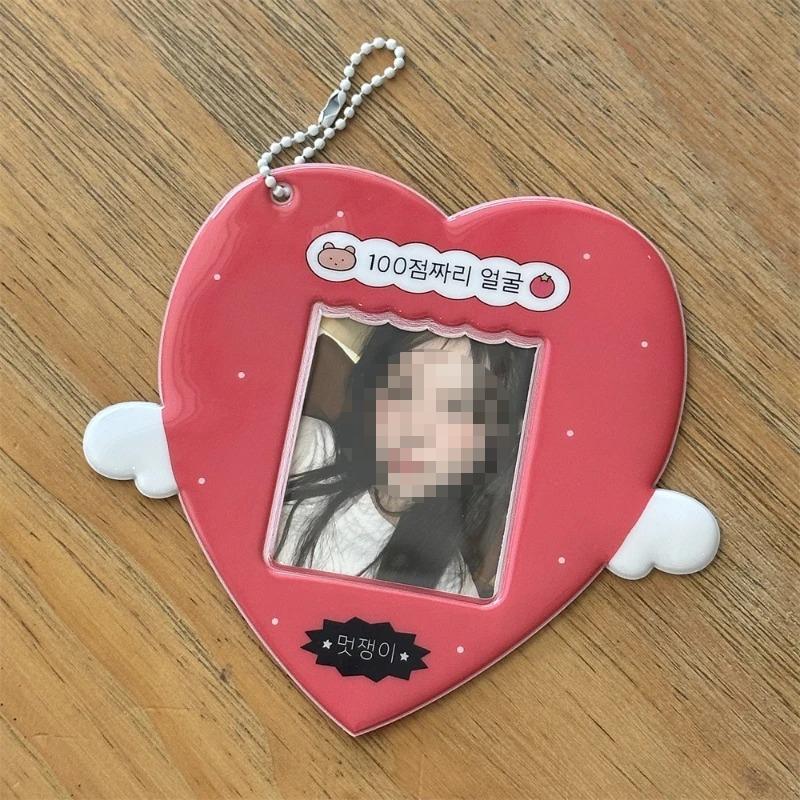 Cute Angel Photo Frames for 3 Inch Kpop Idol Card Y2K PhotoCard Holder Kawaii Rabbit Photo Card Keychain Stylish Gift Wholesales