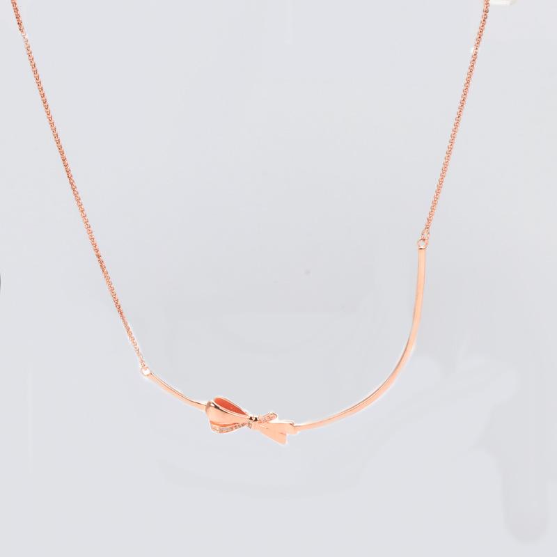 Pan Jia S925 Sterling Silver European & American Style Bow Necklace: Simple, Versatile & Gorgeous.