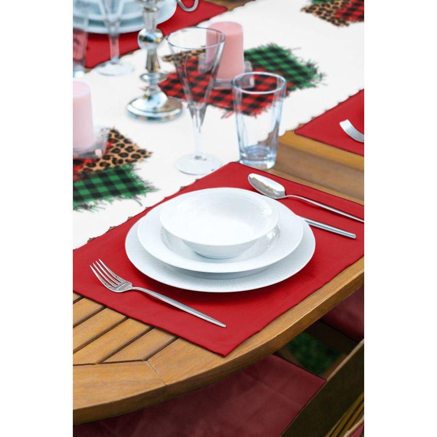 New Year Concept Printed Runner and Placemat Set 5 Pieces / Placemat Table Mat Dining Table Mat Coaster