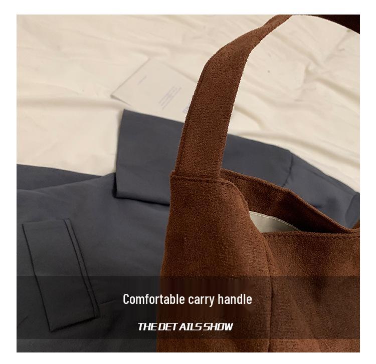 2024 Retro Suede Tote: Large Capacity Shoulder Bag for Work & Commute