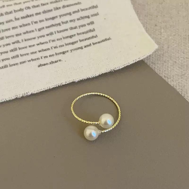 14K Adjustable Natural Freshwater Pearl Ring for Middle or Index Finger
