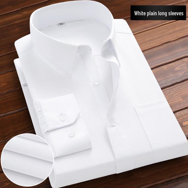 Men's Long Sleeve White Shirt - Professional Business Attire for Spring, Summer, and Autumn