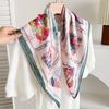 White polka dot peony flower small square scarf cotton and linen silk scarf women's high-end neck yarn air-conditioned room scarf shawl thin