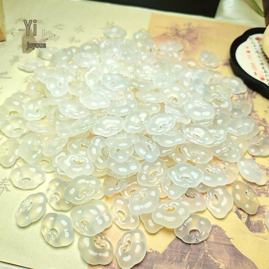 Chalcedony & Agate Fluorescent Ruyi Jade Pendant Necklace