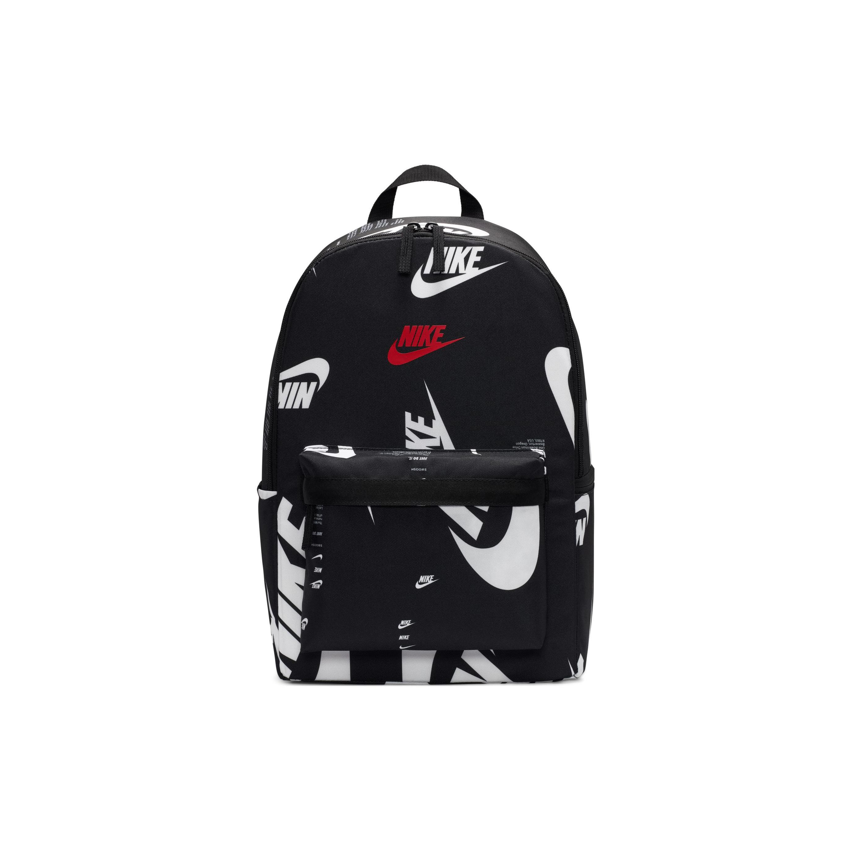 Nike Heritage Color Block Logo Print Zipper Fabric Backpack Unisex Backpack Black DQ5956-010 Black