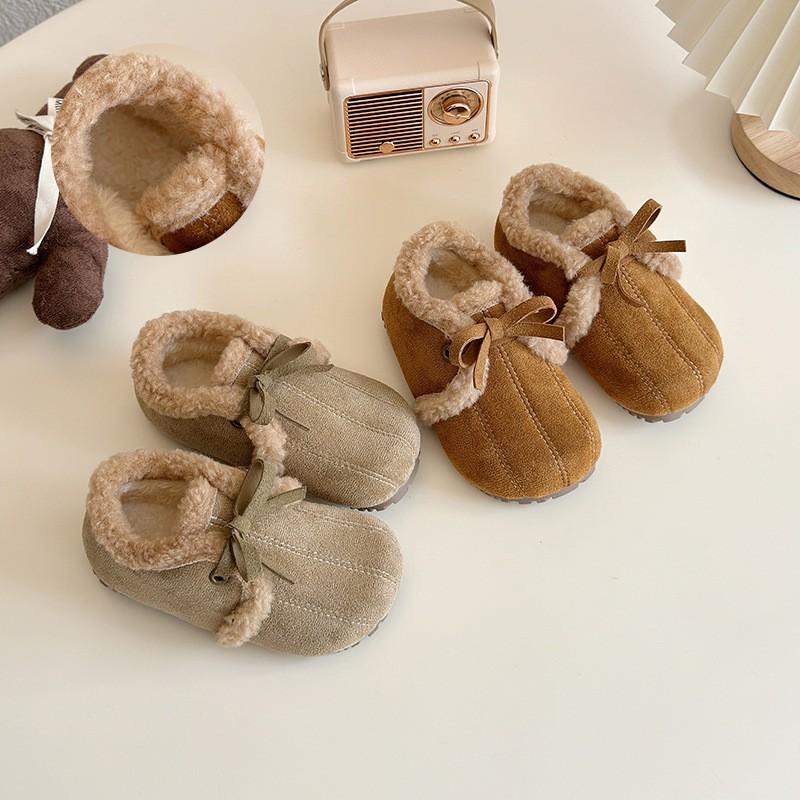 Kids Winter Warm Fleece-Lined Slip-On Shoes Boys Girls Soft Sole Toddler To Kid Size 21-34