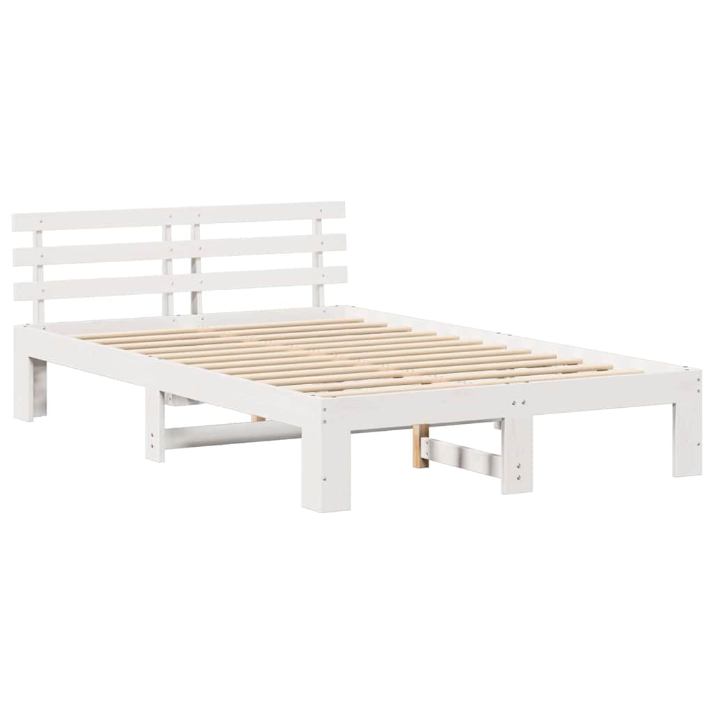 Bed Frame with Headboard White 120 x 190 cm Solid Pine Wood