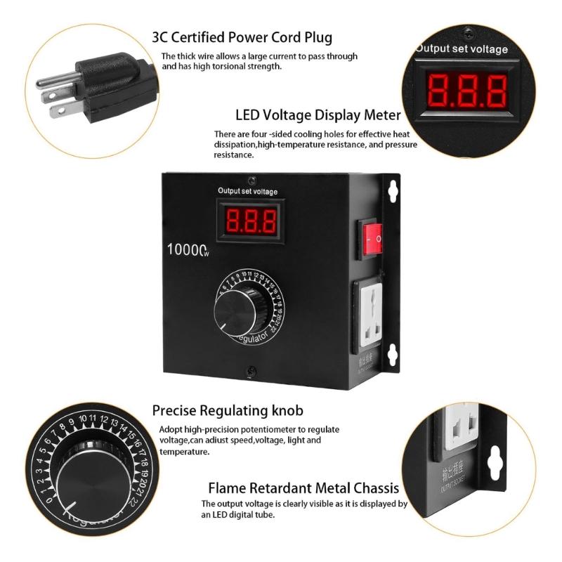 10000W Variable Voltage Controller Highly Power Compacts Dimming Speed Regulator for Electric tool, Kettles or Stove