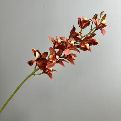 11 Heads Artificial Silk Cymbidium Branch Real Touch Realistic Artificial Orchid Flower Handmade Fake Flowers Living Room