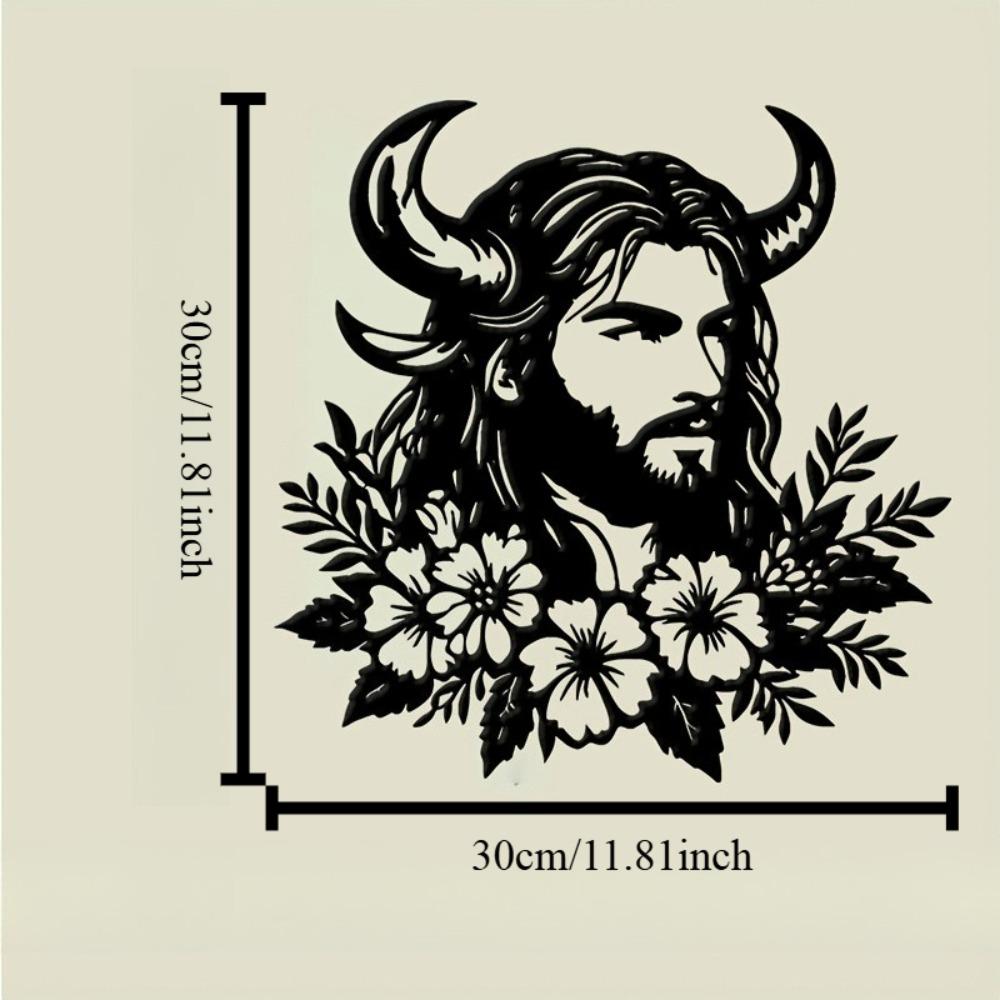 

Metal Wall Art Black Horned Woman with Flowers, Elegant Home Decor, Living Room Coffee Shop Office Gift, Labor Day St Patrick Wedding 12in