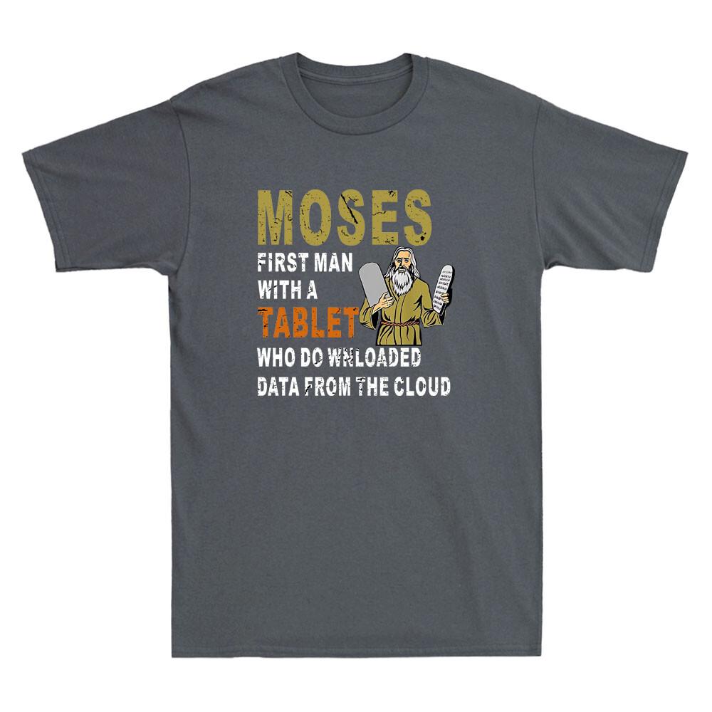 Jewish Passover Moses Tablet Data Cloud Computing Funny Quote Retro Mens T-Shirt S