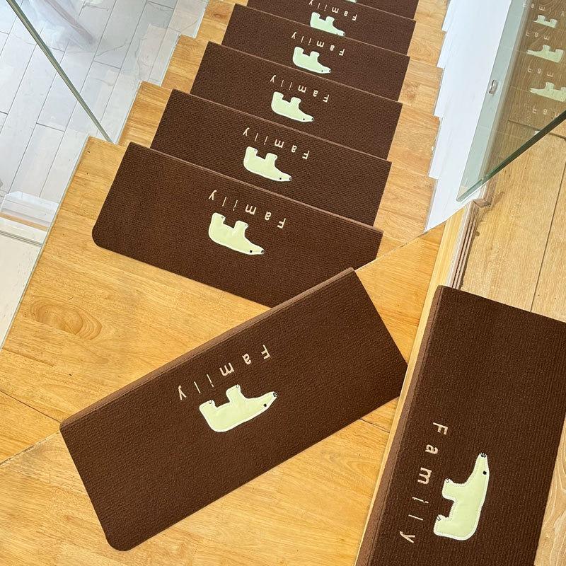 Luminous Self-Adhesive Stair Tread Mats - Splicable, Glue-Free, Solid Wood Protection Carpets