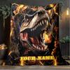1PC Custom Name Thunderous Tyrannosaurus Rex outdooor Flannel blankets Patterns Throw Blanket All-Season Soft Gift for Couch, Bed, Camping gifts