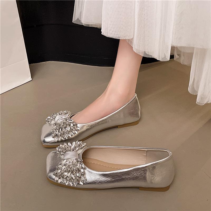 

Doudou shoes women s new fashion bow single shoes soft sole one pedal small leather shoes 35