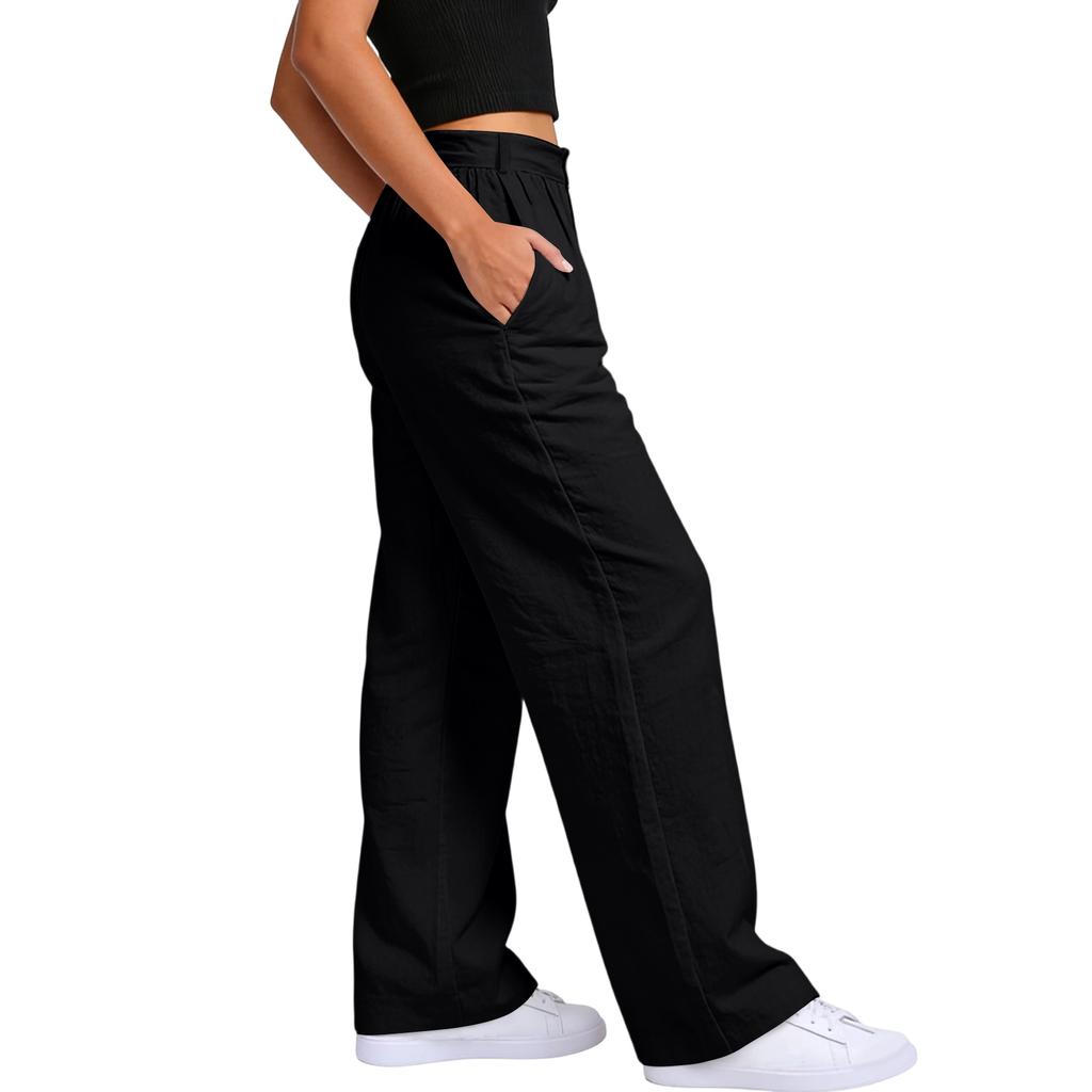 Ladies' Color Casual Fashion Breathable Loose Cotton And Linen Pants