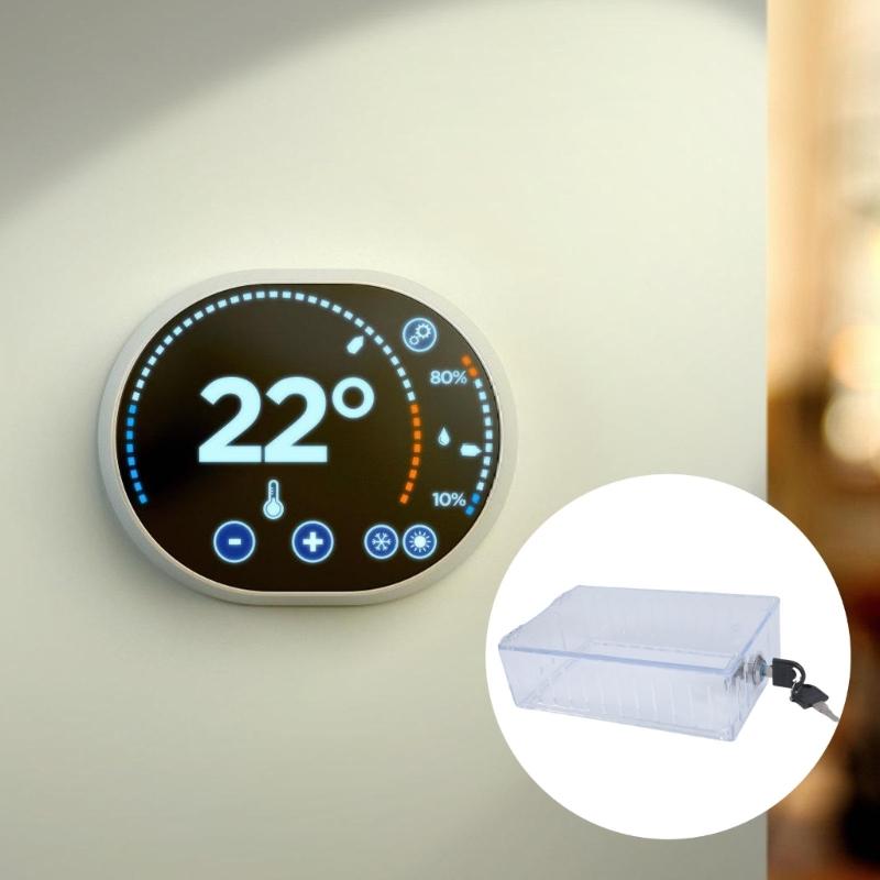 Clear Thermostat Lock Box With 2 Key Universal Protective Cover For Home And Office Use Prevents Unauthorized Adjustment
