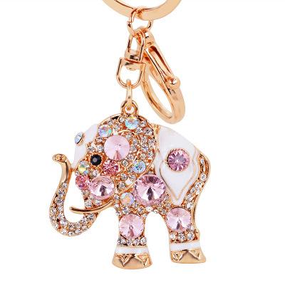 Raffinata Elefante Thailandese Intarsiato con Pietre Preziose Elegante Ciondolo Regalo per Amici Portachiavi Anello Portachiavi Ciondolo per Borsa