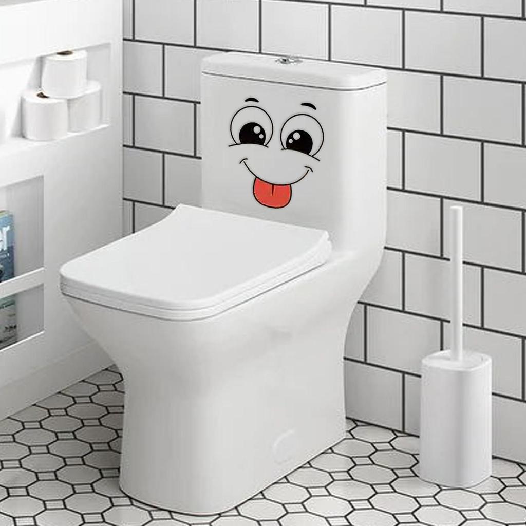Toilet Stickers Sticky Dustbin Decals 4 Sheets Cartoon Face Stickers For Kitchen Fridge Bucket Driveway Garden Indoor Outdoor
