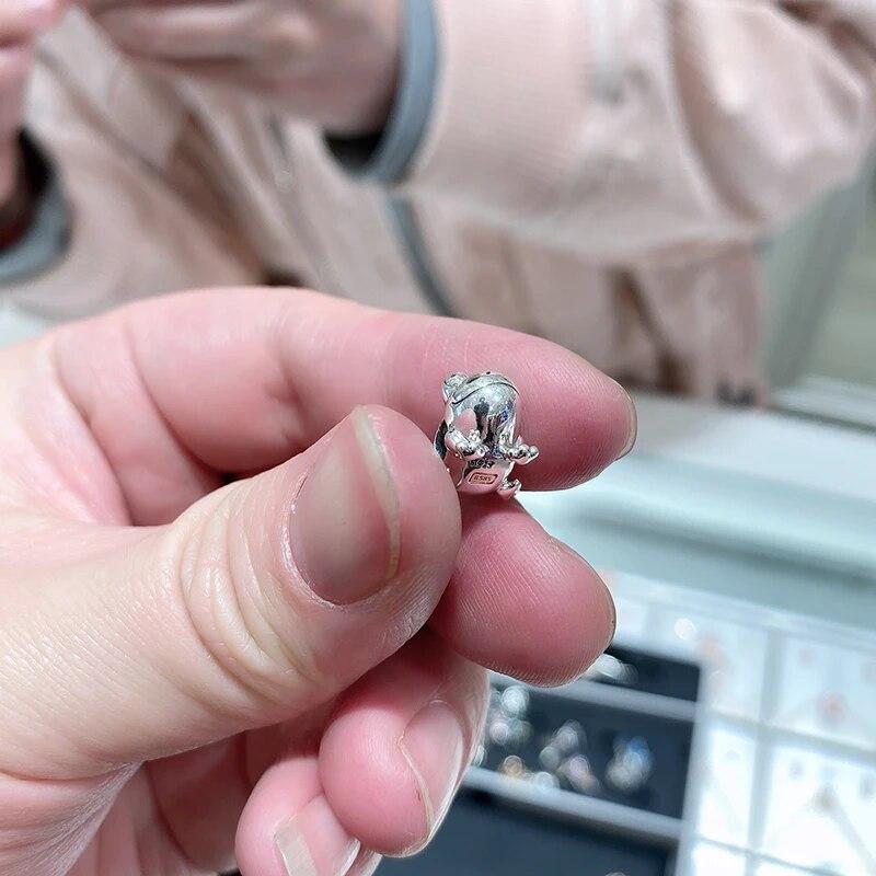 Komfortabel å ha på 925 Sterlingsølv Perler Charms Inskripsjon Froskeprins Passer Mote Originalt Armbånd Dame Smykker Gave