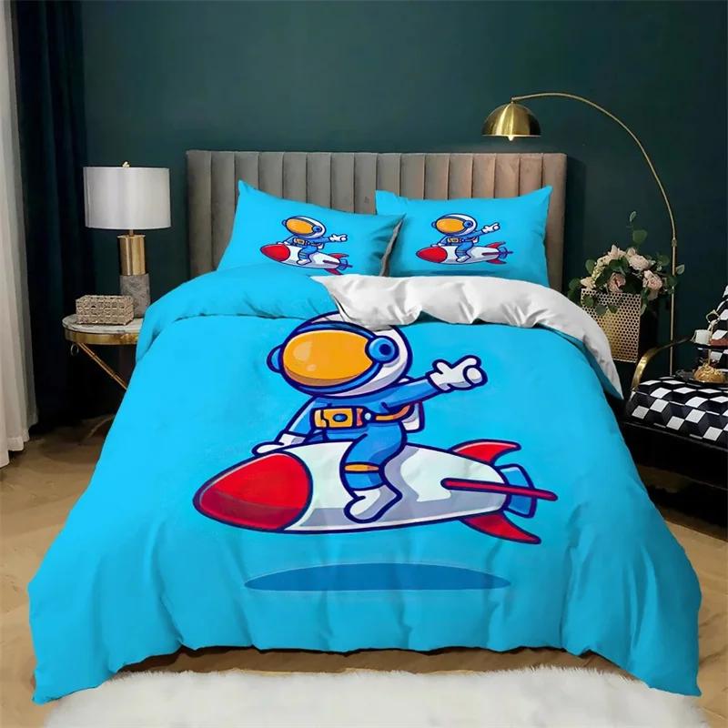 

Детский мультфильм астронавт пододеяльник гитара постельное белье подростков мальчики ребенок галактика звезды космос узор рок музыка тема темно-синий декор 135x200cm 2pcs