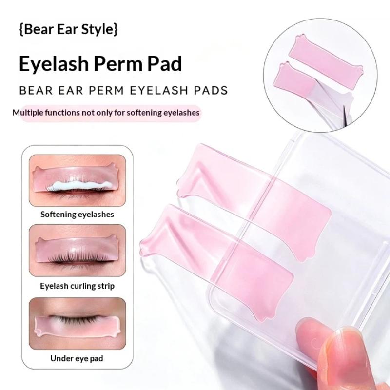 1 Pair Bear Ear Eyelash Perm Pads Reusable Silicone Lash Lifting Curling Strips Soft Under Eye Pads For Eyelash Perm Makeup Tool