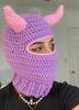 Y2K Style Crochet Halloween Party Cow Horn Parent-Child Ski Mask Hat