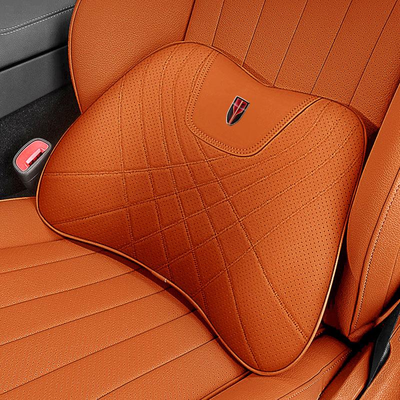 Polštář z paměťové pěny pro podporu krku a beder pro Hongqi HS5, H5, HS7, H7, H9 - Polštář na opěrku hlavy a opěradlo do auta z pravé kůže