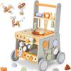 3-in-1 Wooden Baby Walker Stroller and Push Toy for First Steps - Ideal First Birthday Gift
