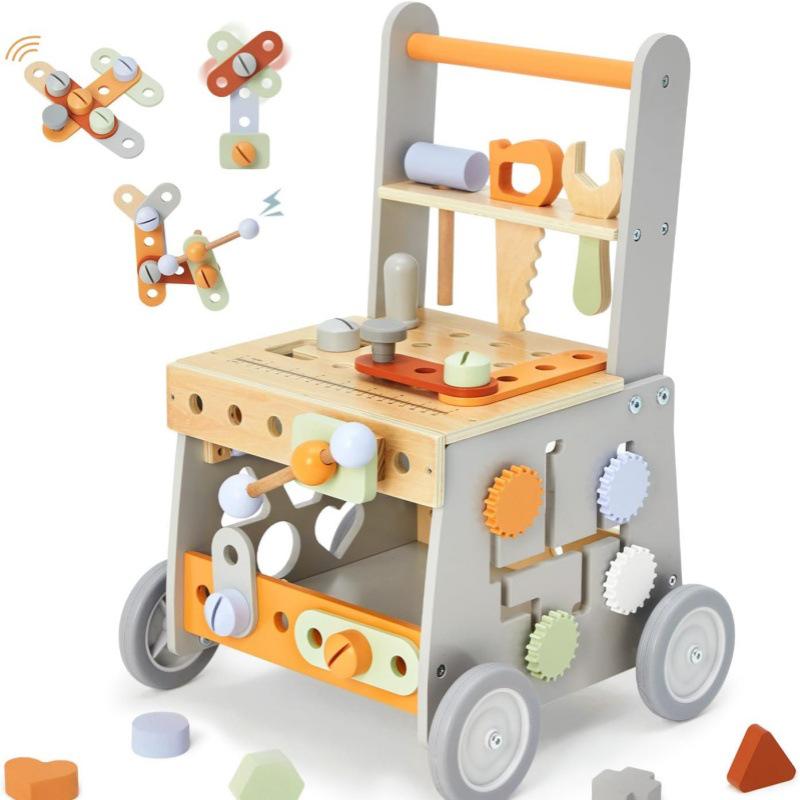 3-in-1 Wooden Baby Walker Stroller and Push Toy for First Steps - Ideal First Birthday Gift