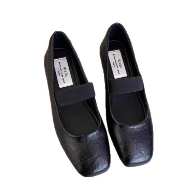 Vintage Mary Jane Shoes Women's Autumn New Flat Shoes Red Leather Shoes Ballet Grandma Ladyshoes